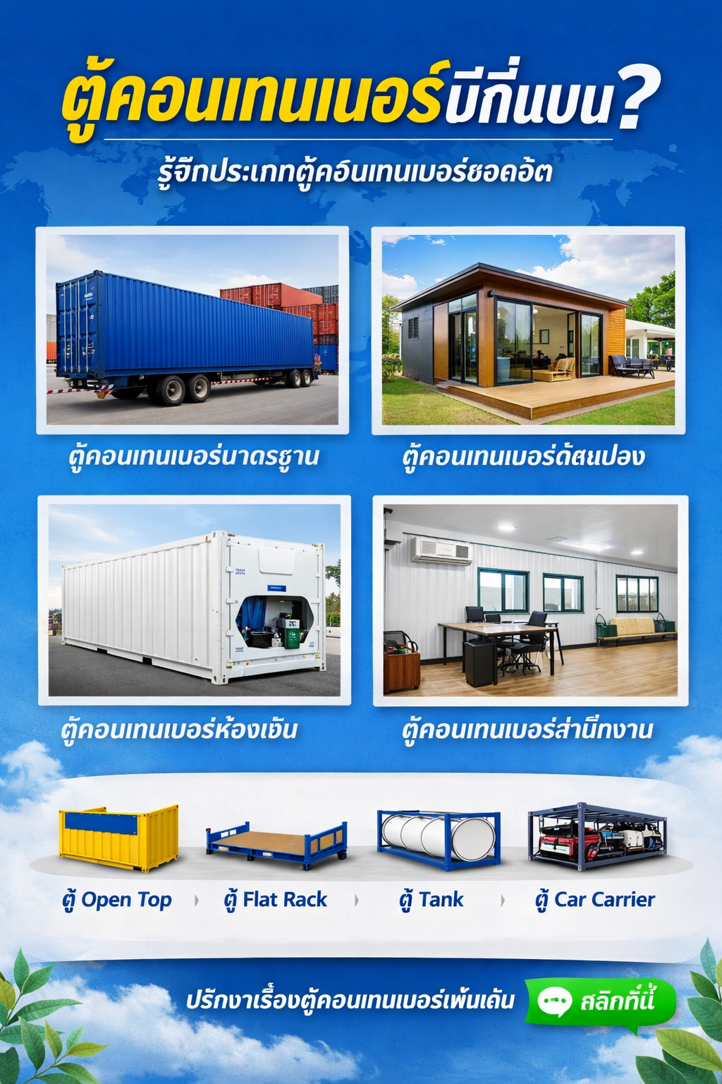 ตู้คอนเทนเนอร์มีกี่แบบ? เจาะลึกประเภทและการใช้งานที่ตอบโจทย์คุณ